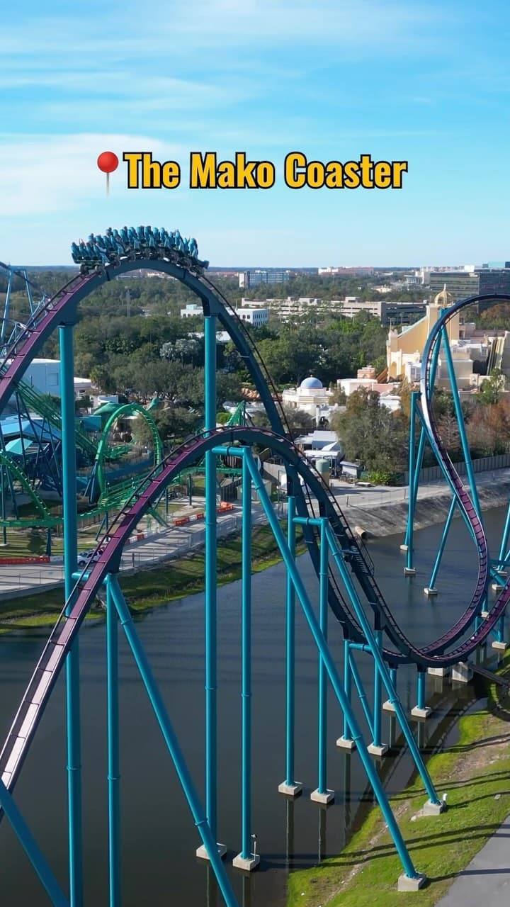 🦈🎢 Mako at SeaWorld Orlando stands at 200 feet tall and reaches a max speed of 73 MPH! This hyper coaster opened back…